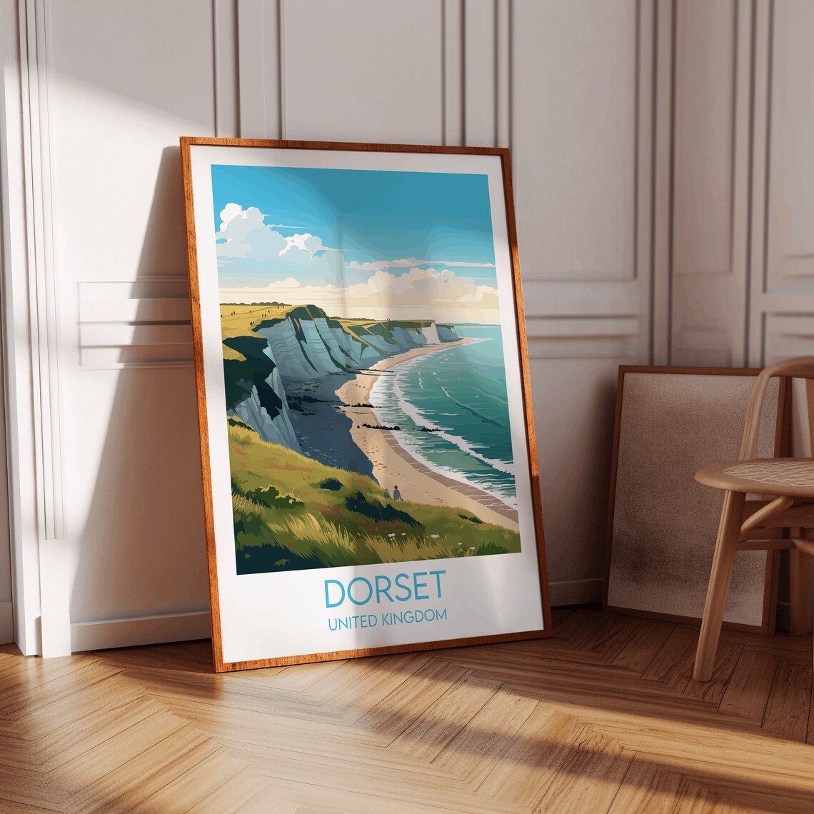 Dorset United Kingdom White Cliffs Coastline Retro Travel Poster - Image 3