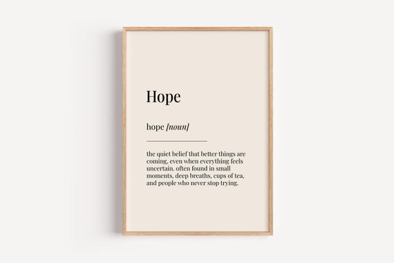Hope Definition Dictionary Poster, Humorous Art Print