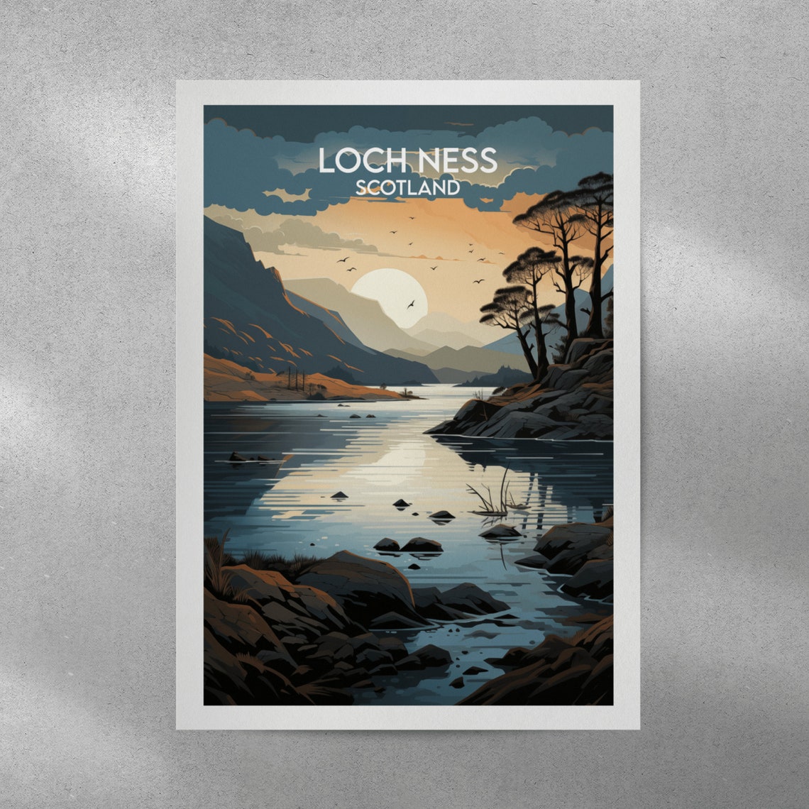 Loch Ness Scotland Moonlit Highland Lake Landscape Travel Poster - Image 3