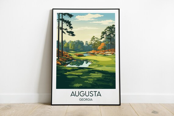 Augusta National Golf Club Travel Print Georgia Masters Poster Custom Personalised Wedding Birthday Gift