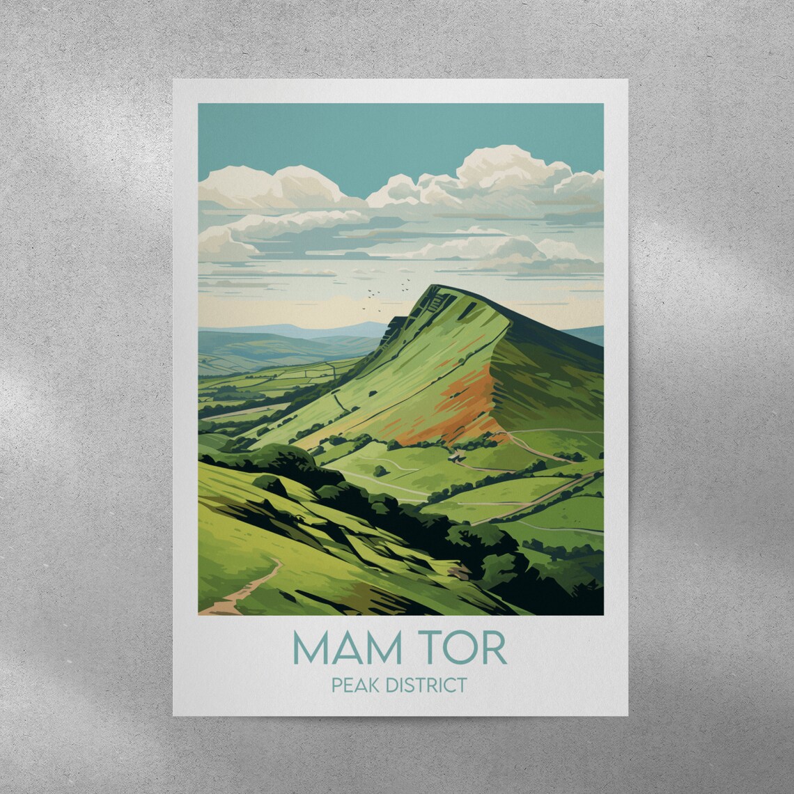 Mam Tor Travel Poster, Peak District Custom Personalised - Image 2