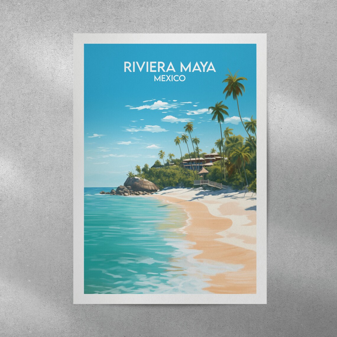 Riviera Maya Travel Poster, Cancun Mexico - Image 3