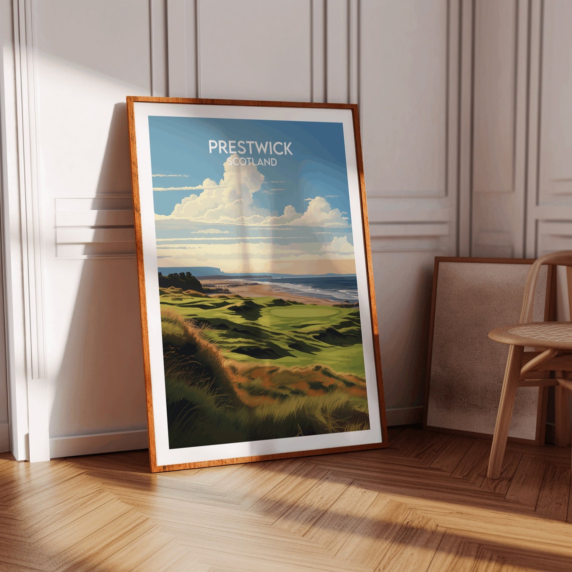 Prestwick Scotland Vintage Links Golf Coastline Travel Poster - Image 3