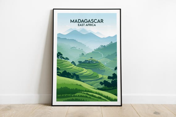 Madagascar Travel Print East Africa Poster Custom Personalised Wedding Birthday Gift
