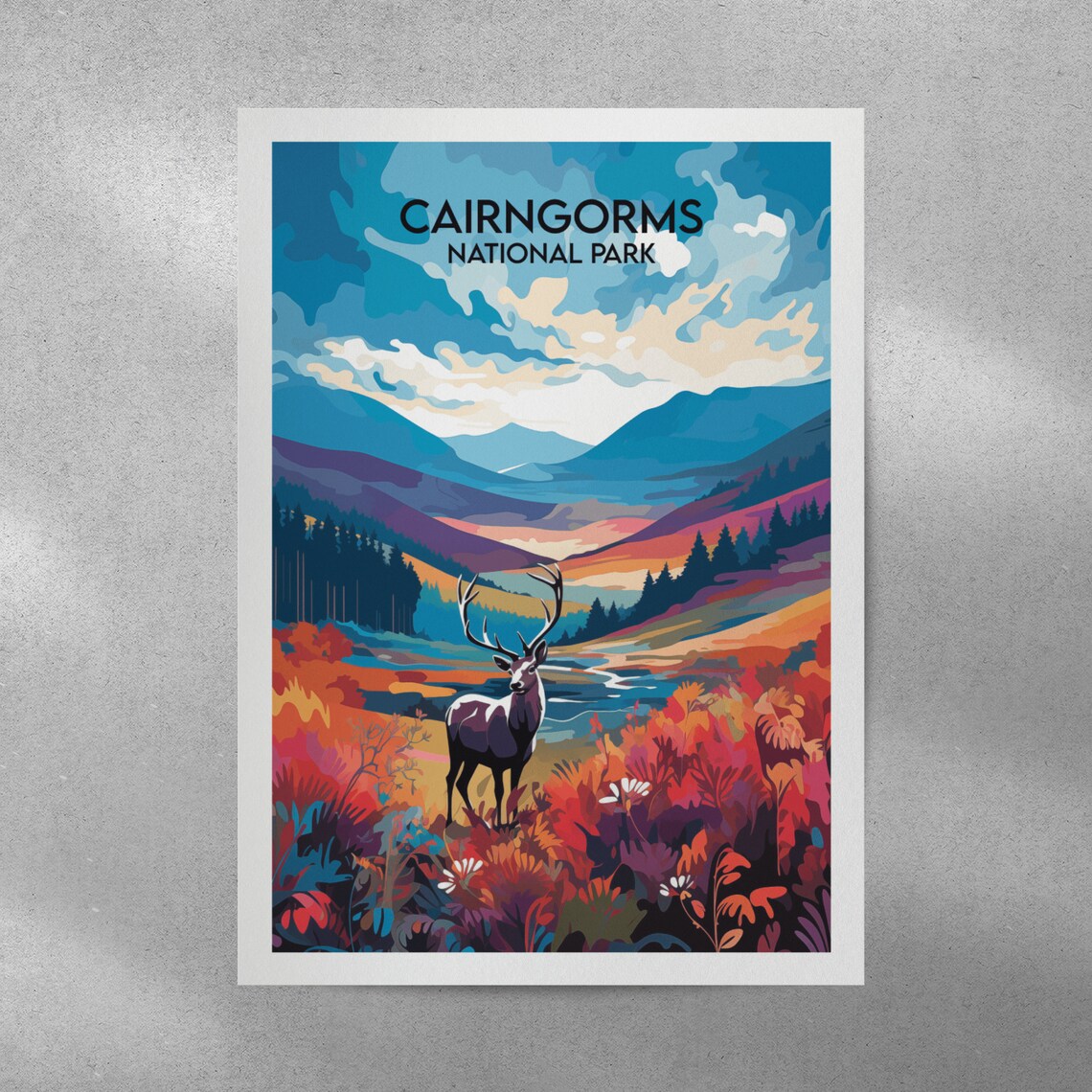 Cairngorms National Park Travel Print, Scotland Map - Image 2
