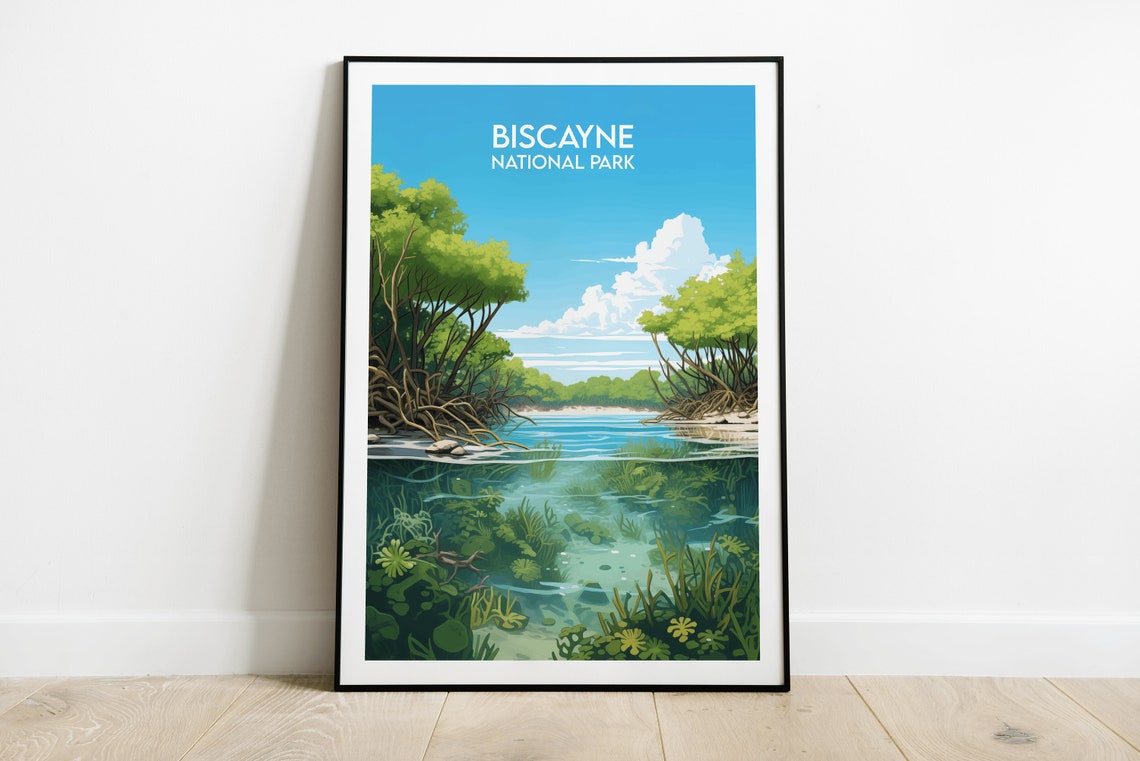 Biscayne National Park Florida Mangrove Shoreline Travel Poster