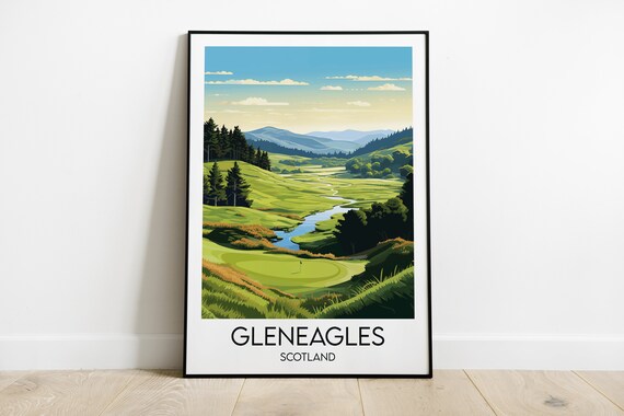 Gleneagles Golf Course Travel Print Scotland Poster Custom Personalised Wedding Birthday Gift