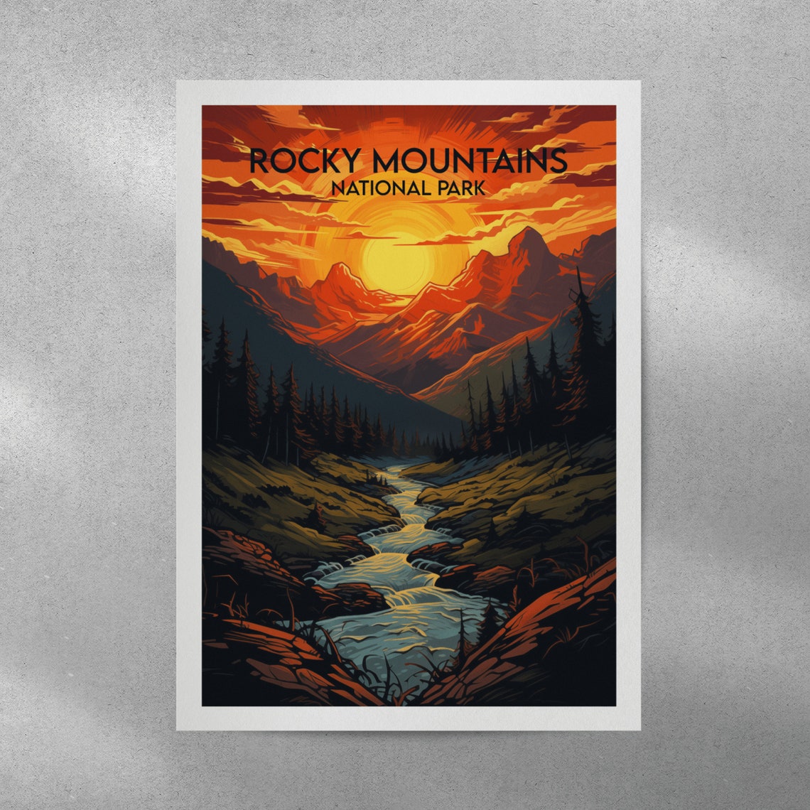 Rocky Mountains National Park Sunset Orange Valley Travel Poster - Image 4