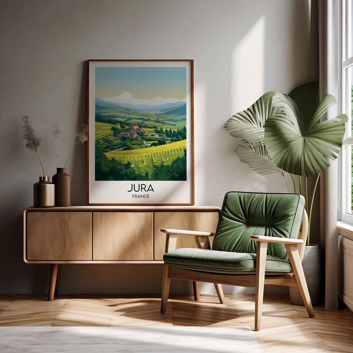 Jura Vineyards France Rolling Green Hills Hamlet Travel Poster - Image 2