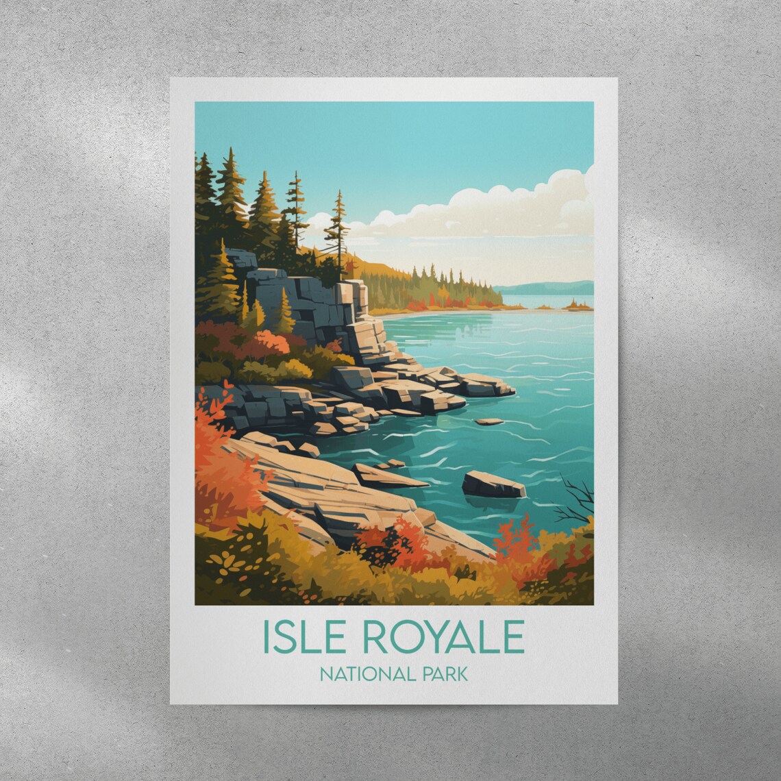 Isle Royale National Park Autumn Coast Vintage Travel Poster - Image 2