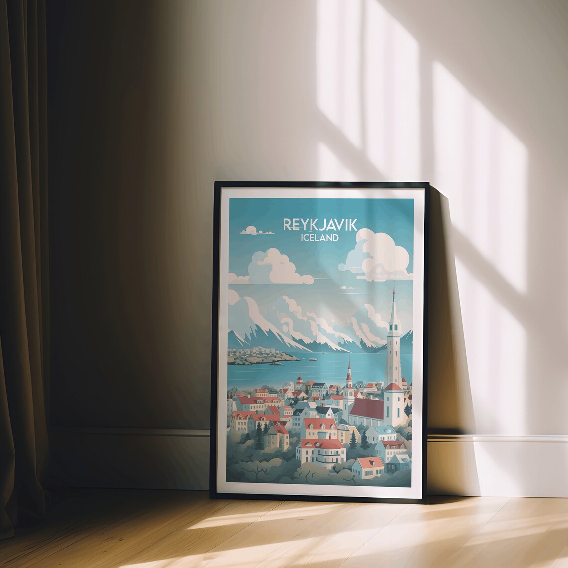 Reykjavik Iceland Hallgrimskirkja Church Snowy Peaks Travel Poster - Image 2