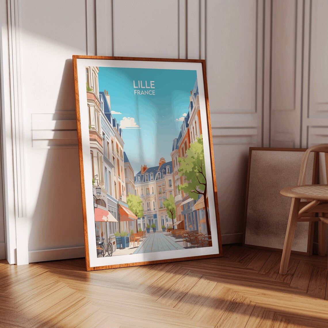 Lille France Historic Street Cafe Awnings Old Town Travel Poster - Image 2