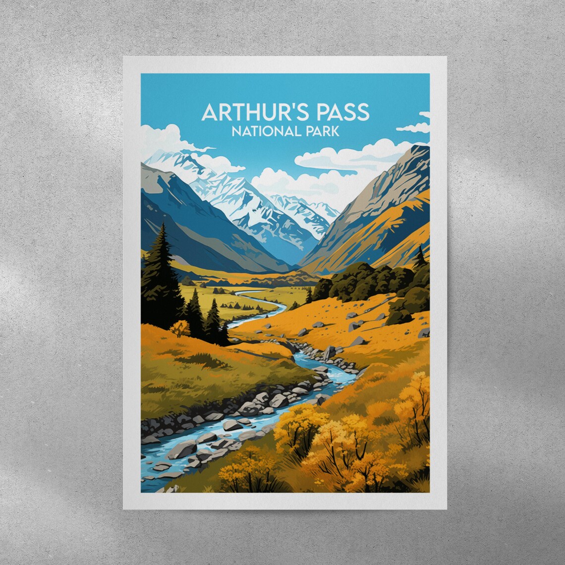 Arthurs Pass National Park Travel Poster, New Zealand - Image 4