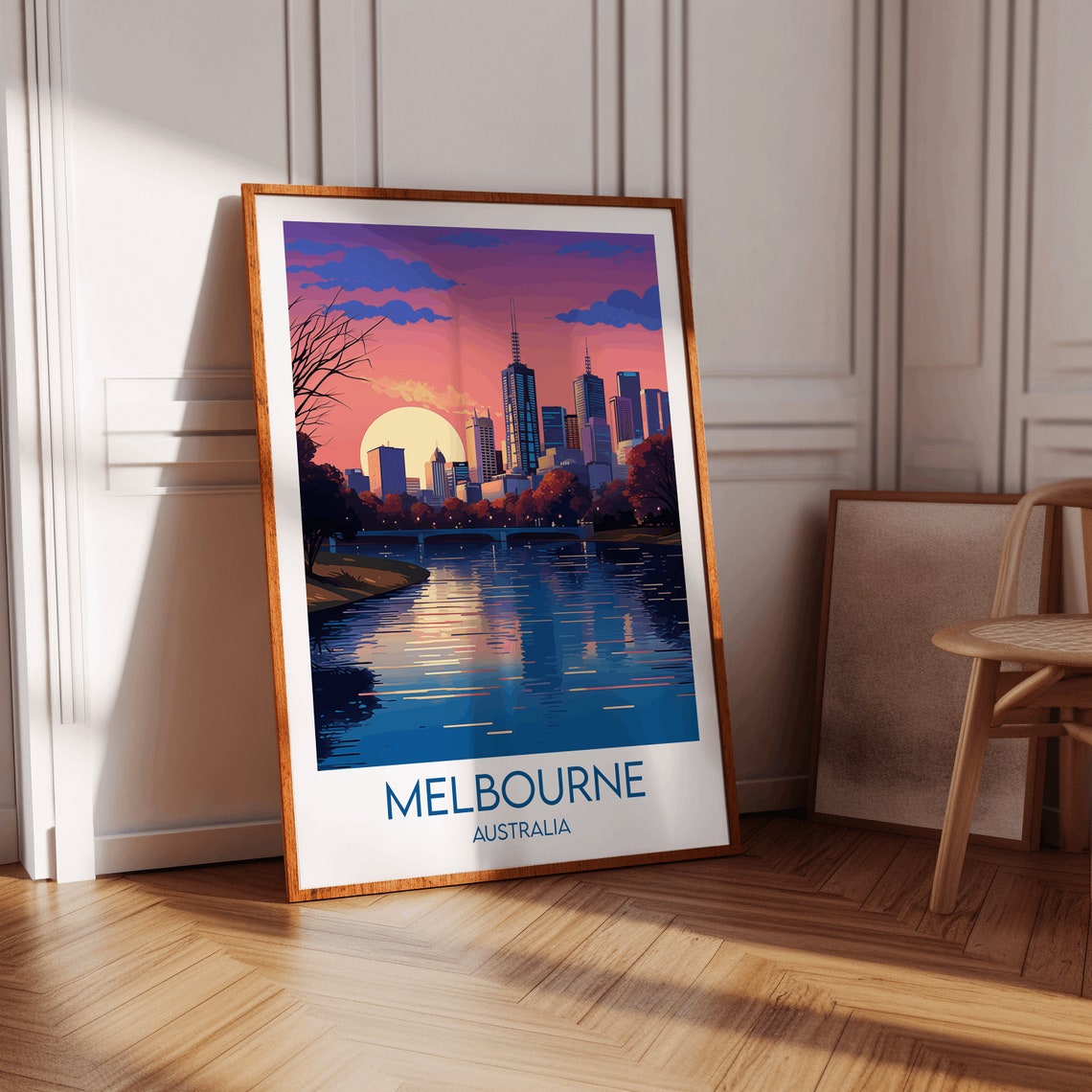 Melbourne Australia City Skyline Sunset River Vibrant Travel Poster - Image 4