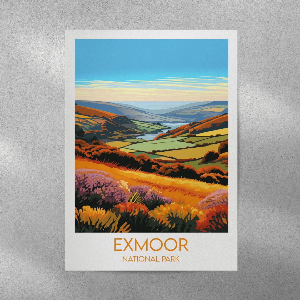 Exmoor National Park Heather Moorland Valley Vista Travel Poster - Image 2