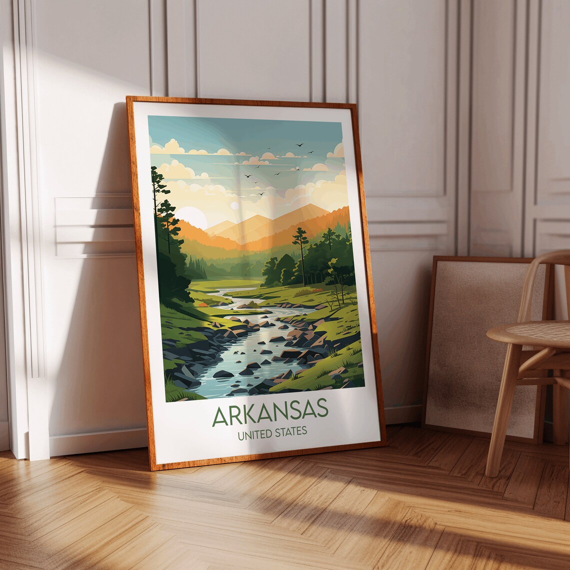 Arkansas United States Rocky Creek Mountain Meadow Scene Travel Poster - Image 2
