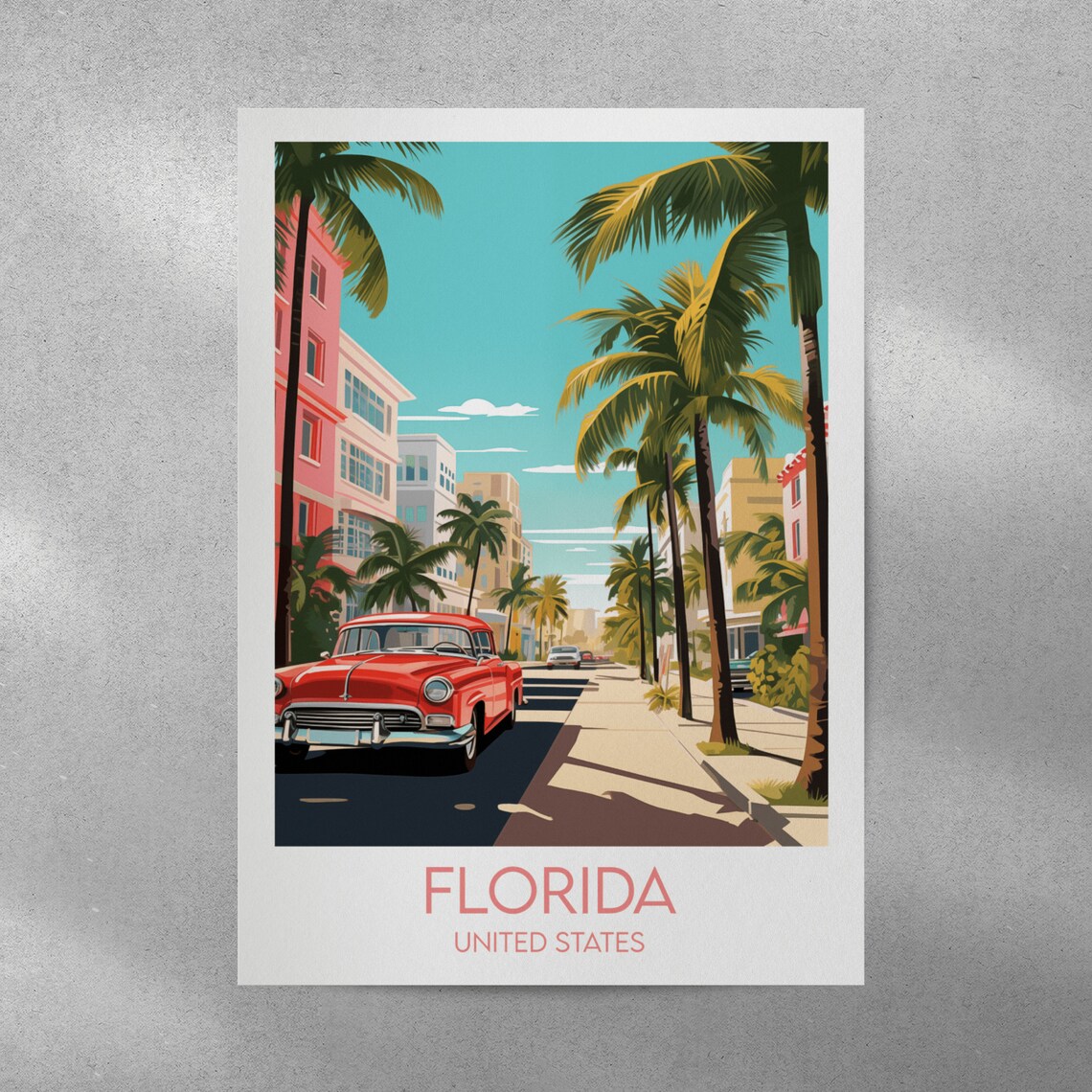 Florida Travel Poster, Custom Personalised Art Print - Image 4