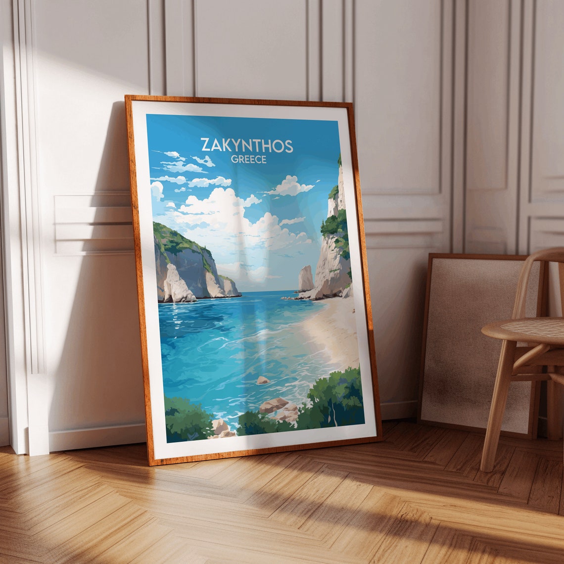 Zakynthos Greece Cove Beach White Cliffs Turquoise Travel Poster - Image 3