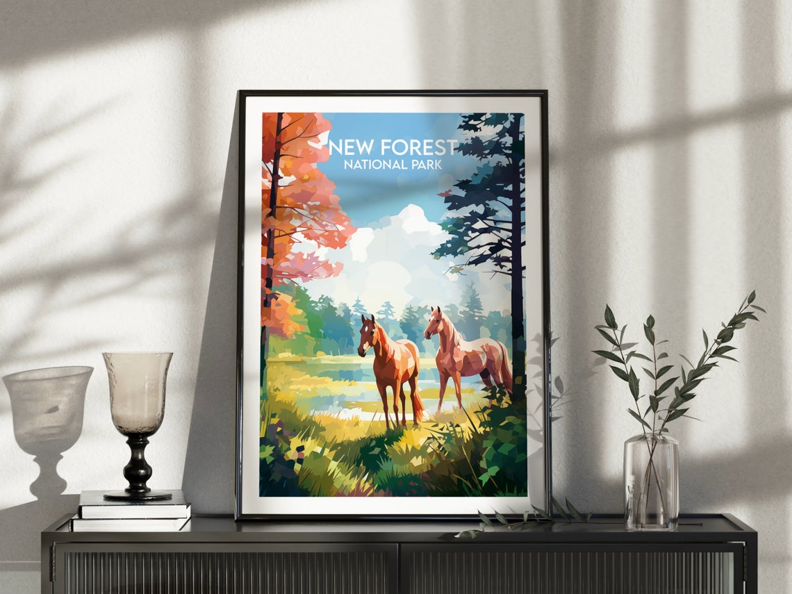 New Forest National Park Horses Meadow England Travel Poster - Image 4