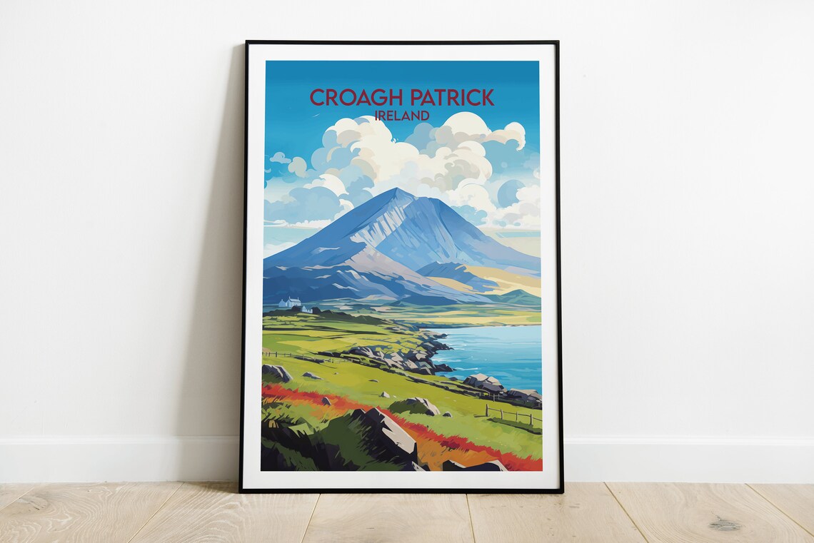 Croagh Patrick Travel Poster, Ireland Wall Art Print