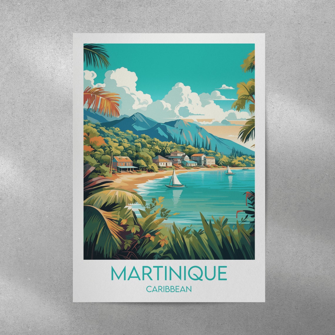 Martinique Travel Print Caribbean Poster Custom Personalised Wedding Birthday Gift - Image 4