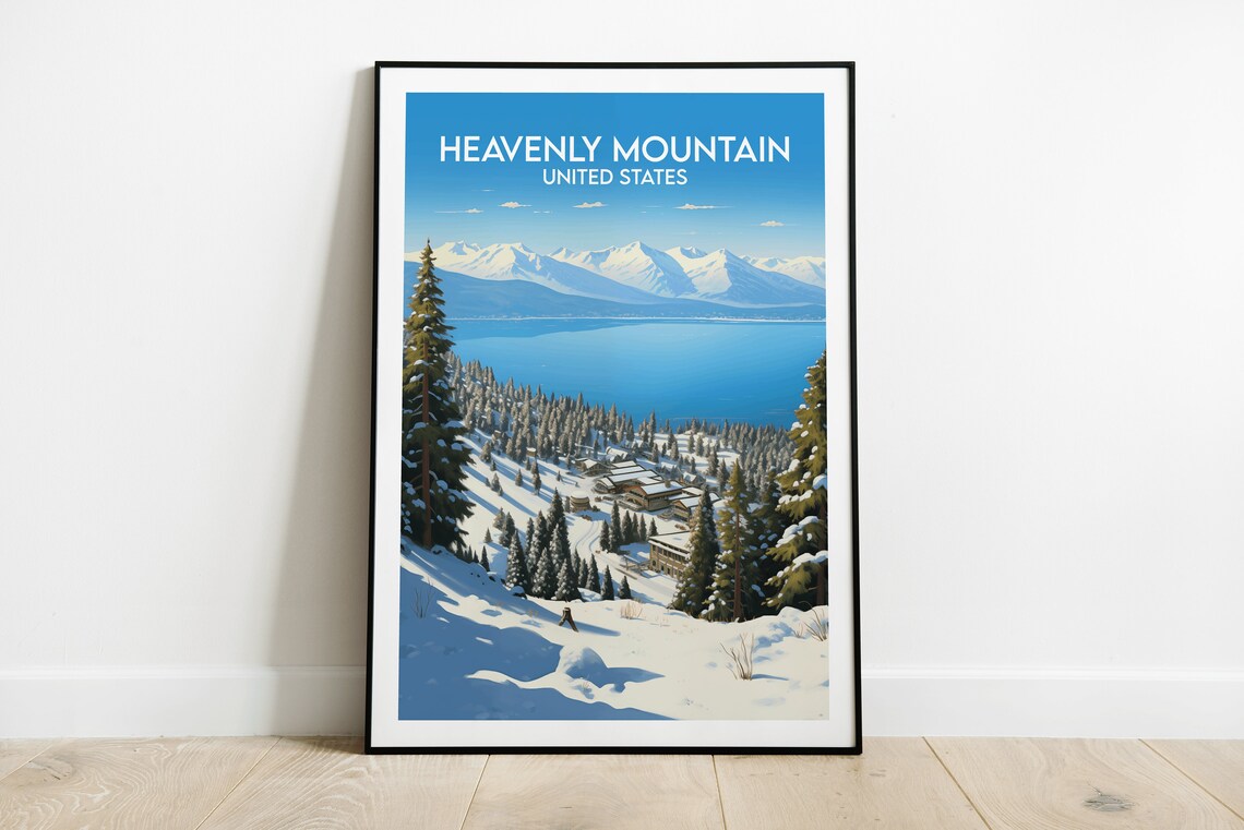 Heavenly Mountain United States Tahoe Ski Resort Lake Poster