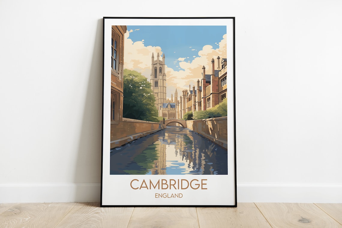 Cambridge Travel Print England UK Travel Poster
