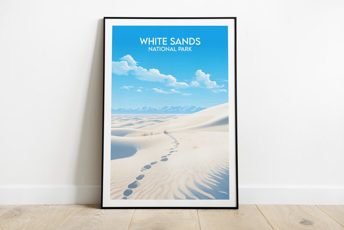 White Sands National Park Gypsum Dunes Footprints Travel Poster