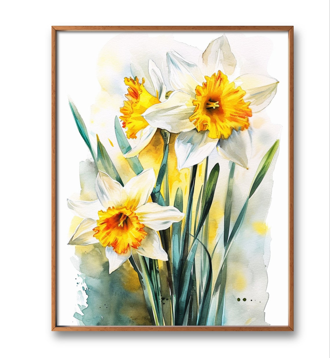 Daffodil Art Print Floral Wall Decor Narcissus Spring Flowers Watercolor Style Prints Botanical Poster