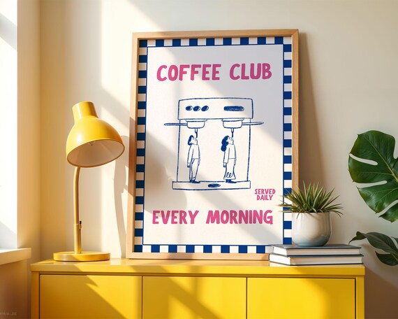 Retro Coffee Bar Vintage Cafe Art Print
