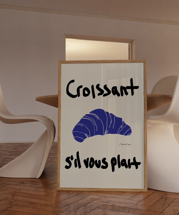 Croissant Poster, French Bakery Breakfast Kitchen Art