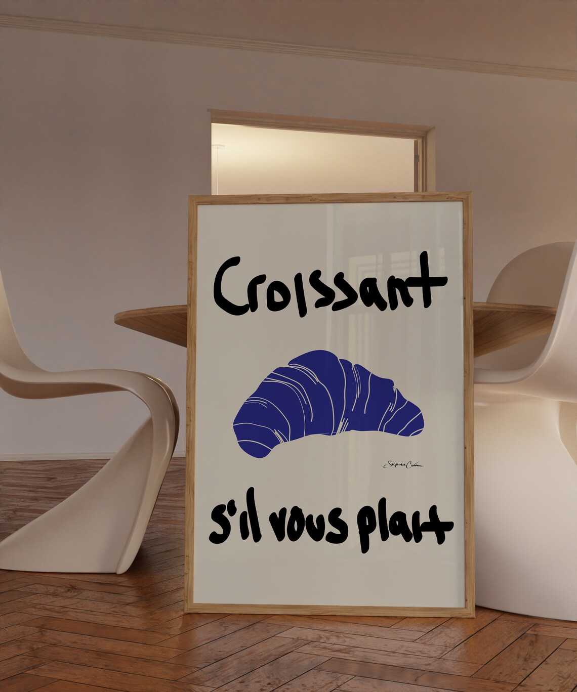 Croissant Poster, French Bakery Breakfast Kitchen Art