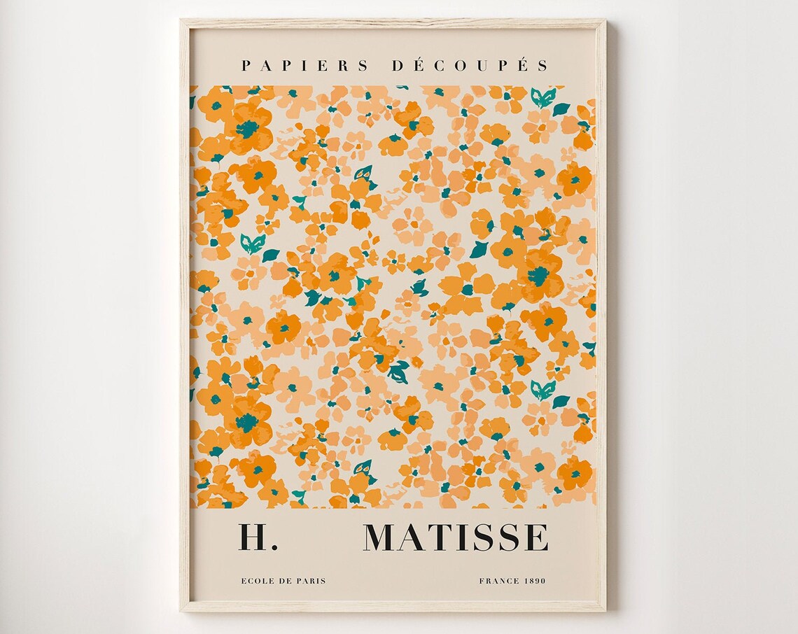 Matisse Papiers Decoupes Orange Marigold Cut Out Floral Art Poster