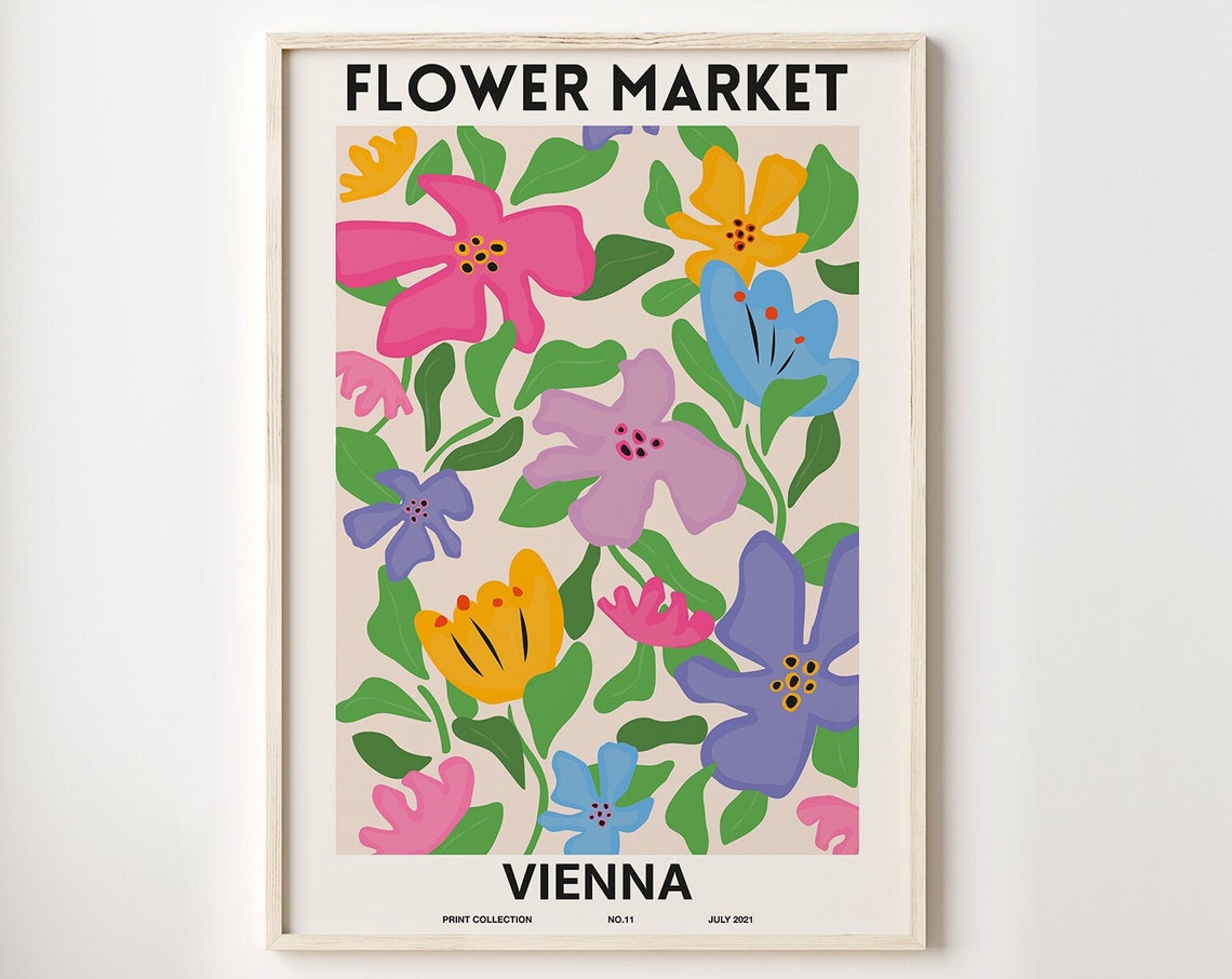 Flower Market Print Flower Market Poster Flower Market Poster Vienna Flower Wall Flower Shop Sign Flower Print Florist Gift Wall Art