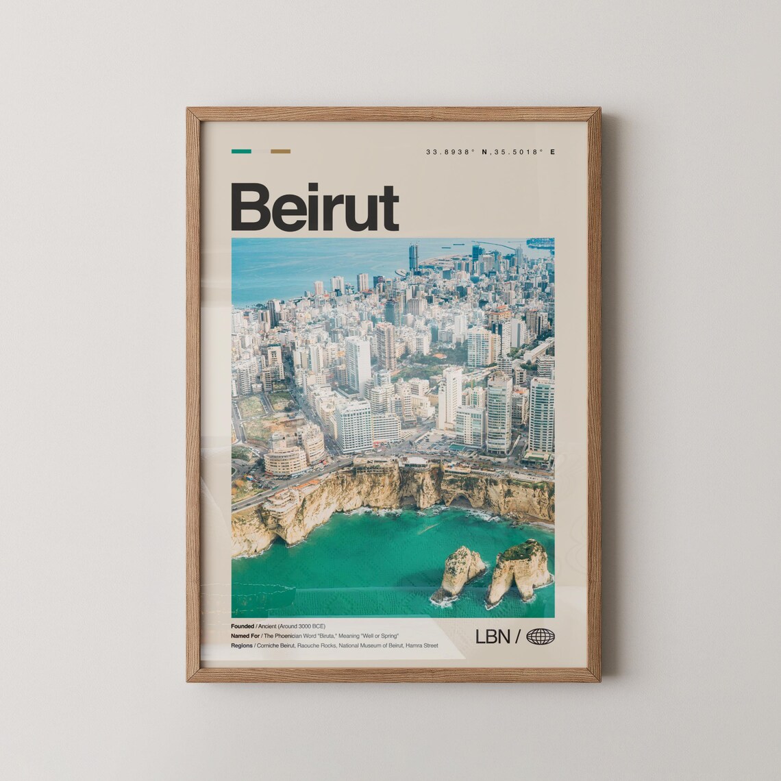 Beirut Lebanon Raouche Rocks Aerial Coastline City Photo Poster