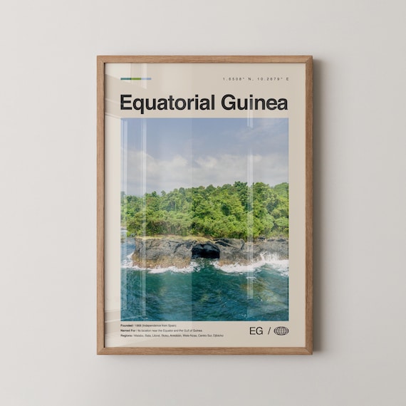Equatorial Guinea Tropical Coast Photo Travel Poster With Cliffs