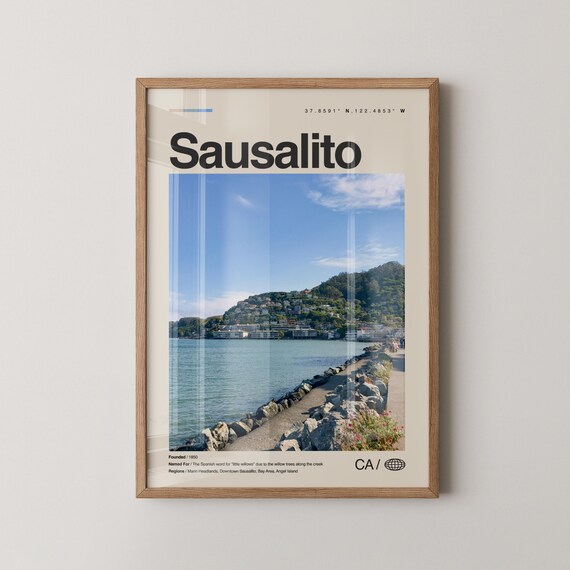 Sausalito, Golden Gate Bridge Views Travel Poster