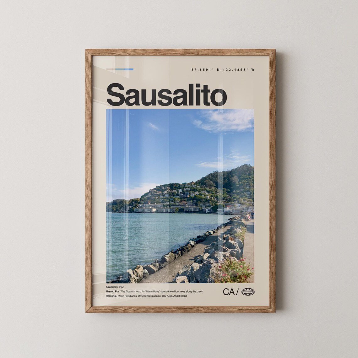 Sausalito, Golden Gate Bridge Views Travel Poster