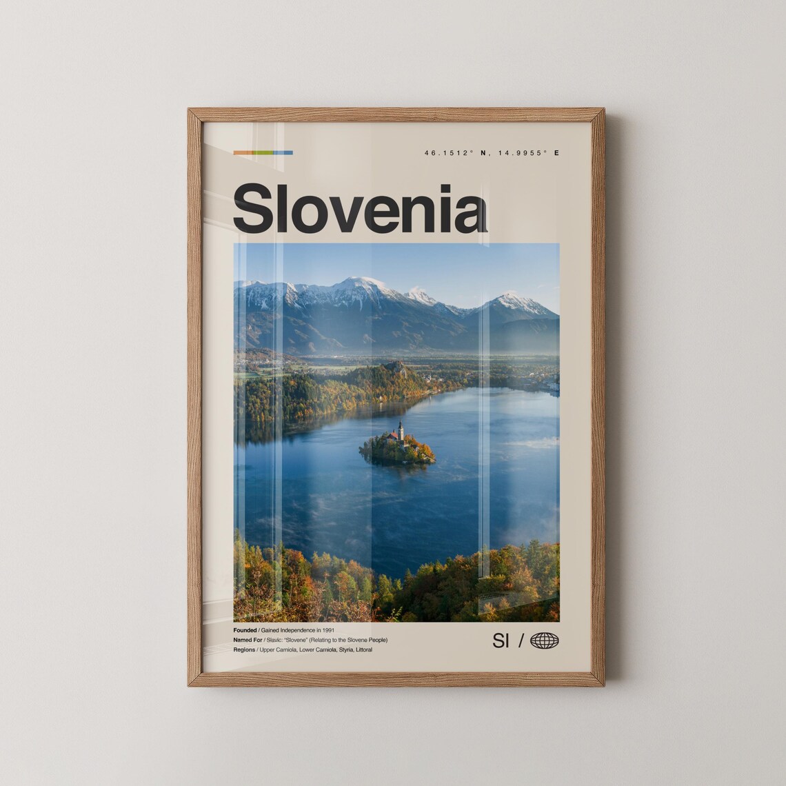 Slovenia Lake Bled Island Church Alpine Mountain Travel Poster