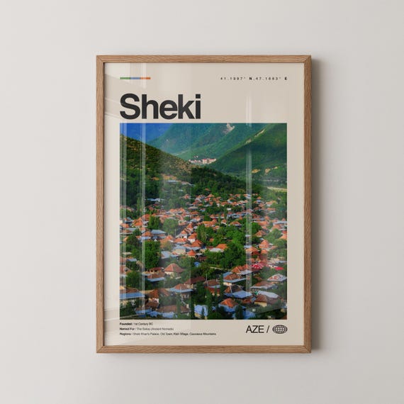 Sheki Print Azerbaijan Wall Art Poster Photo Khans Palace Caravanserai Fortress Kish Church Silk