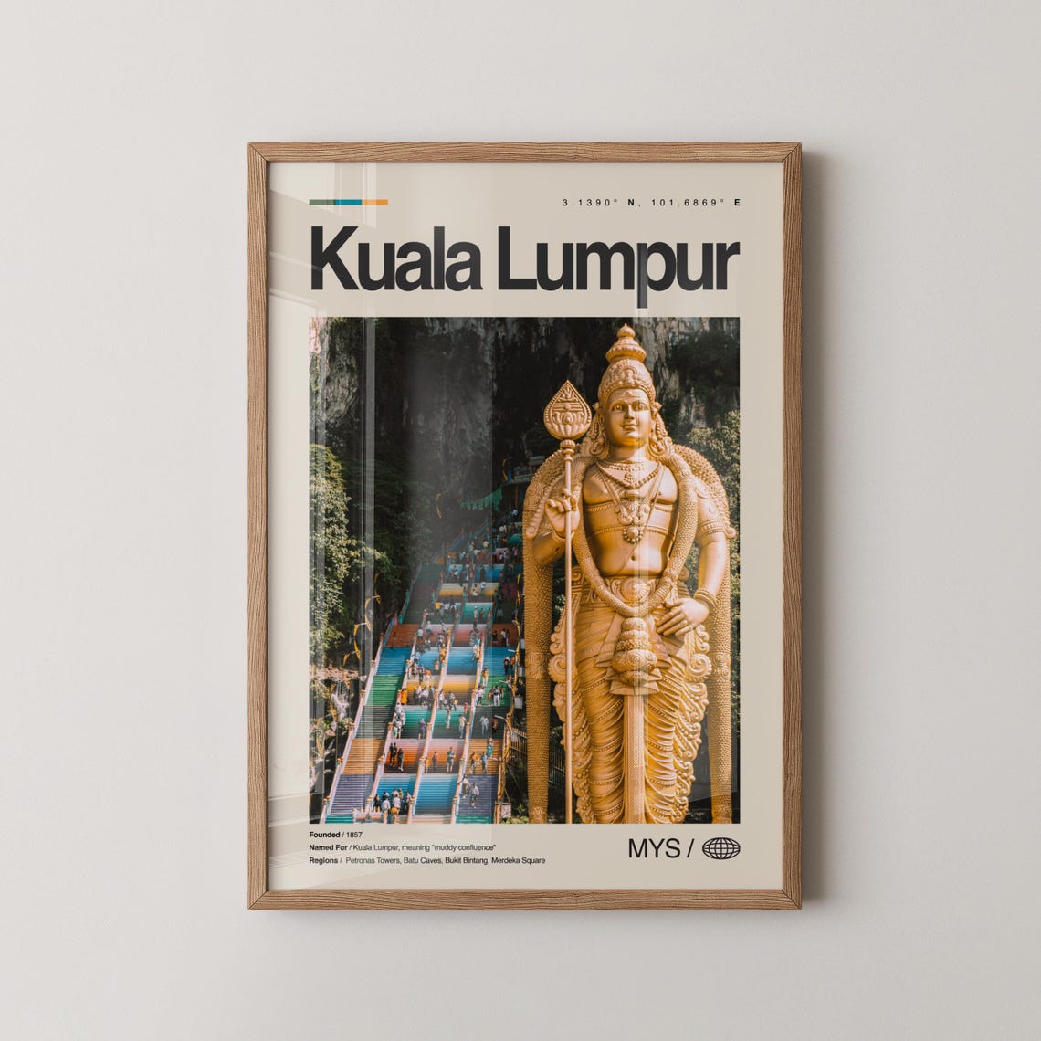 Kuala Lumpur Batu Caves Golden Murugan Statue Colorful Poster