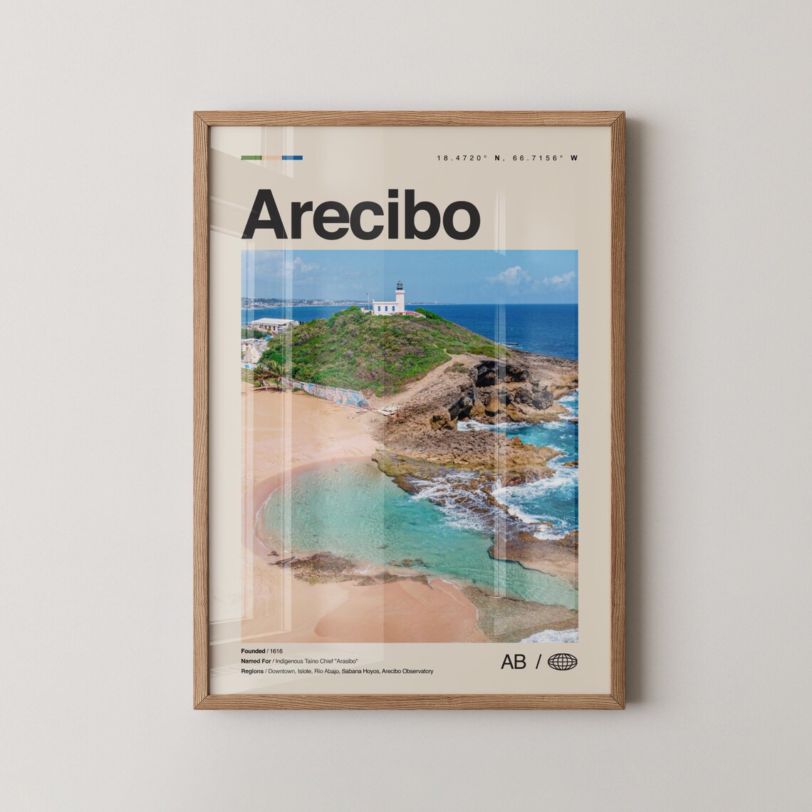 Arecibo Map Poster, Puerto Rico Travel Poster