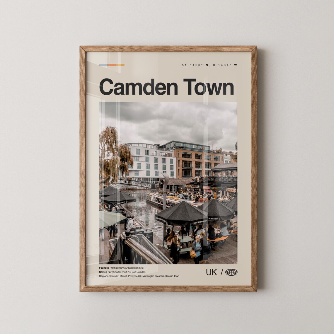 Camden Town London Market Canal Photo Minimalist Travel Poster
