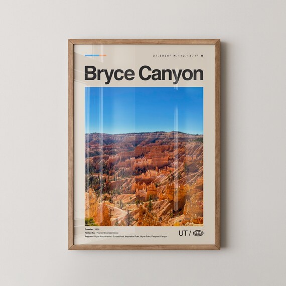Bryce Canyon Utah Red Hoodoos Desert Photo Scenic Travel Poster