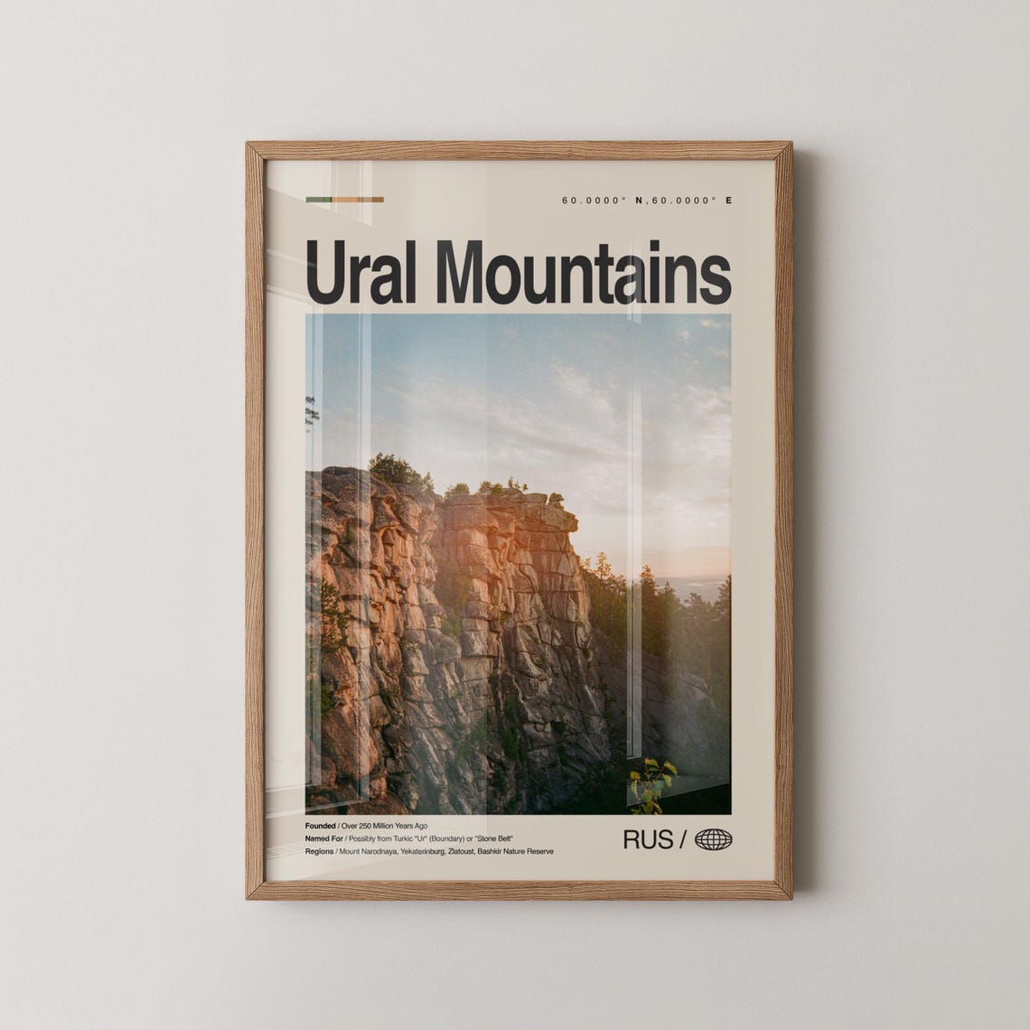 Ural Mountains Russia Rocky Cliff Sunset Photography Travel Poster