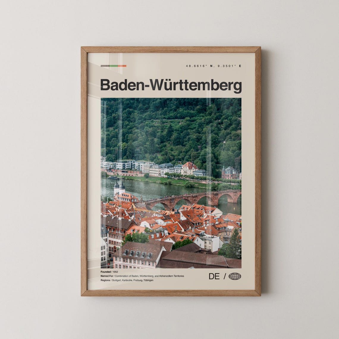 Baden Wurttemberg Print No 2 Badenwurttemberg Wall Art Poster Photo Map