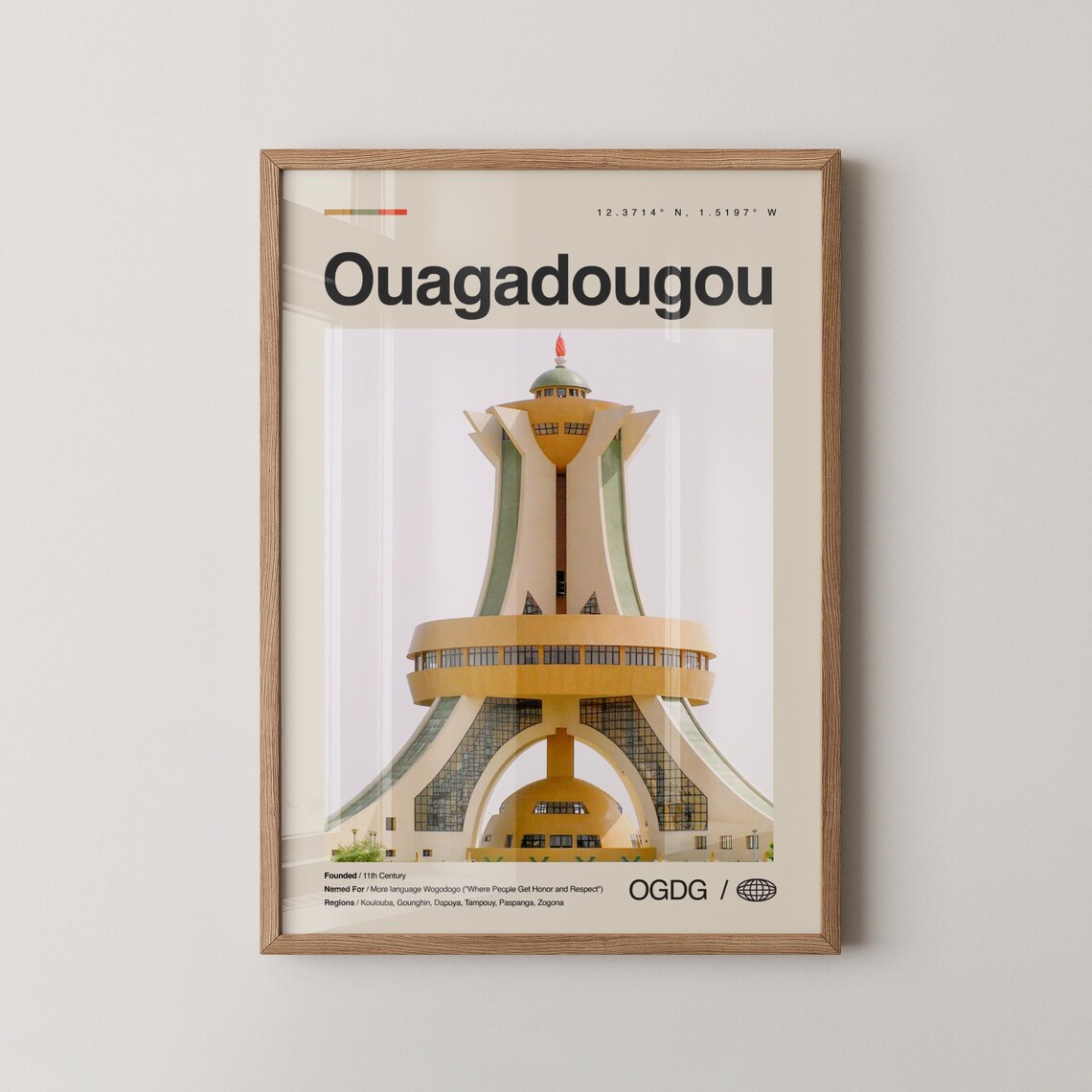 Ouagadougou Burkina Faso National Heroes Monument Travel Poster