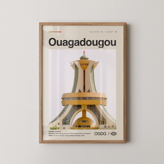 Ouagadougou Burkina Faso National Heroes Monument Travel Poster