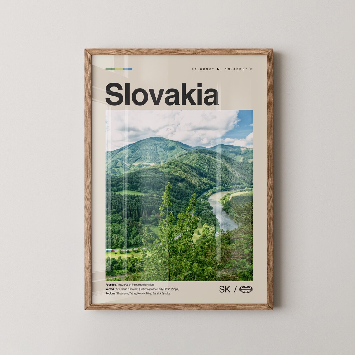 Slovakia Travel Poster Mountain Valley Photo Coordinates Travel Wall Gift