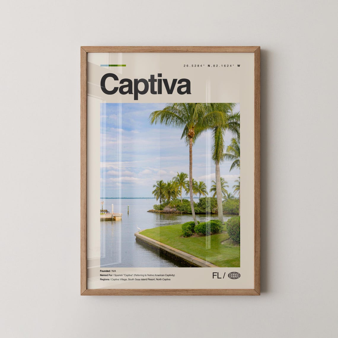 Captiva Florida Palm Trees Waterfront Photo Beach Travel Poster